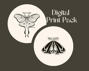 Moth Themed || 6 Digital Illustrations Prints