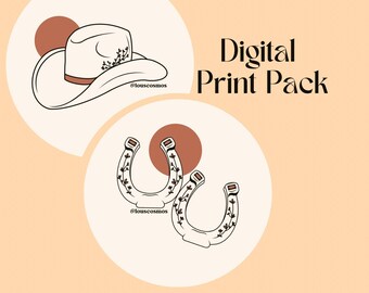 Western Themed || 6 Digital Illustrations Prints