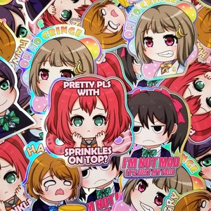 Love Live! - 3" Holographic Meme Stickers (New designs added!)