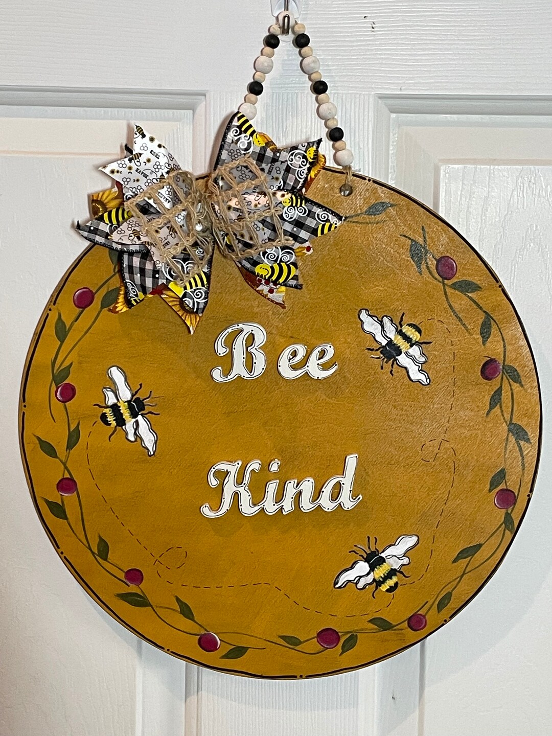 Bee Kind Door Hangerfront Door Decorbee Door Etsy