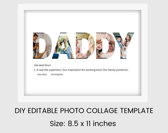 Cadeau voor papa, fotocollage, papa fotocollage, vaderdagcadeau, papa fotocollage, fotocadeau voor papa, papa cadeau, cadeau voor hem sjabloon