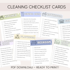 Kids Cleaning Cards, Cleaning Cards, Family Cleaning List, Cleaning Printable, Printable Cleaning List, Planner Cleaning List, Chore Cards