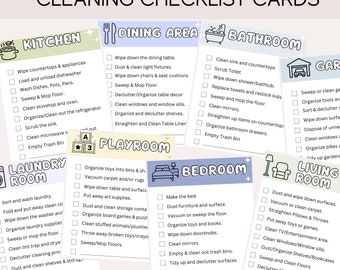 Tarjetas de limpieza para niños, tarjetas de limpieza, lista de limpieza familiar, limpieza imprimible, lista de limpieza imprimible, lista de limpieza del planificador, tarjetas de tareas
