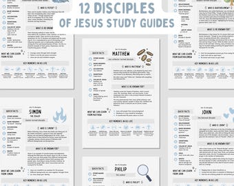 Guia de Estudo Bíblico dos 12 Discípulos de Jesus, Notas Imprimíveis dos 12 Apóstolos, Estudo de Personagens Bíblicos, Notas Cristãs (DOWNLOAD DIGITAL)
