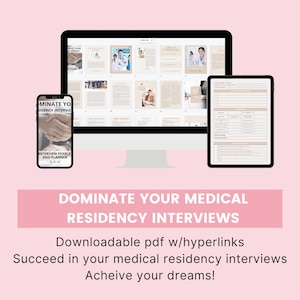 Residency Interview Workbook | Interview Preparation | Dominate your residency interview | NRMP Residency MATCH