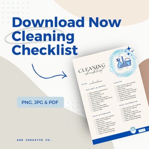 Digital Cleaning Planner-Cleaning Schedule-Chore Chart-Cleaning Checklist-House Cleaning-Printable House Cleaning Routine-Instant Download