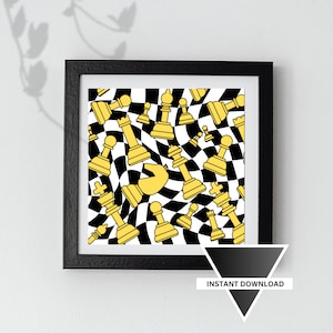 Digital Chess Wall Art - Printable Home Decor - Stylish Living Room & Bedroom Decorations - Instant Download-Perfect Chess Gift-Chess board