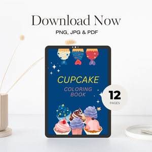Digital download - PDF Cupcake Coloring Book - Cupcake coloring pages -Instant download Cupcake Designs for Kids - Printable Cupcake book