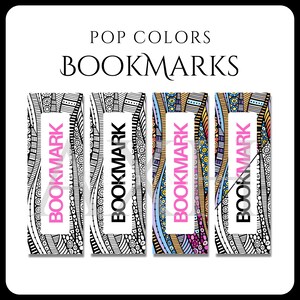 Pop Colors Bookmarks Set of 4- Patterned Bookmarks-Books Accessories-Bookish Gifts-Aesthetic Bookmarks-Printable Bookmarks-Instant Download