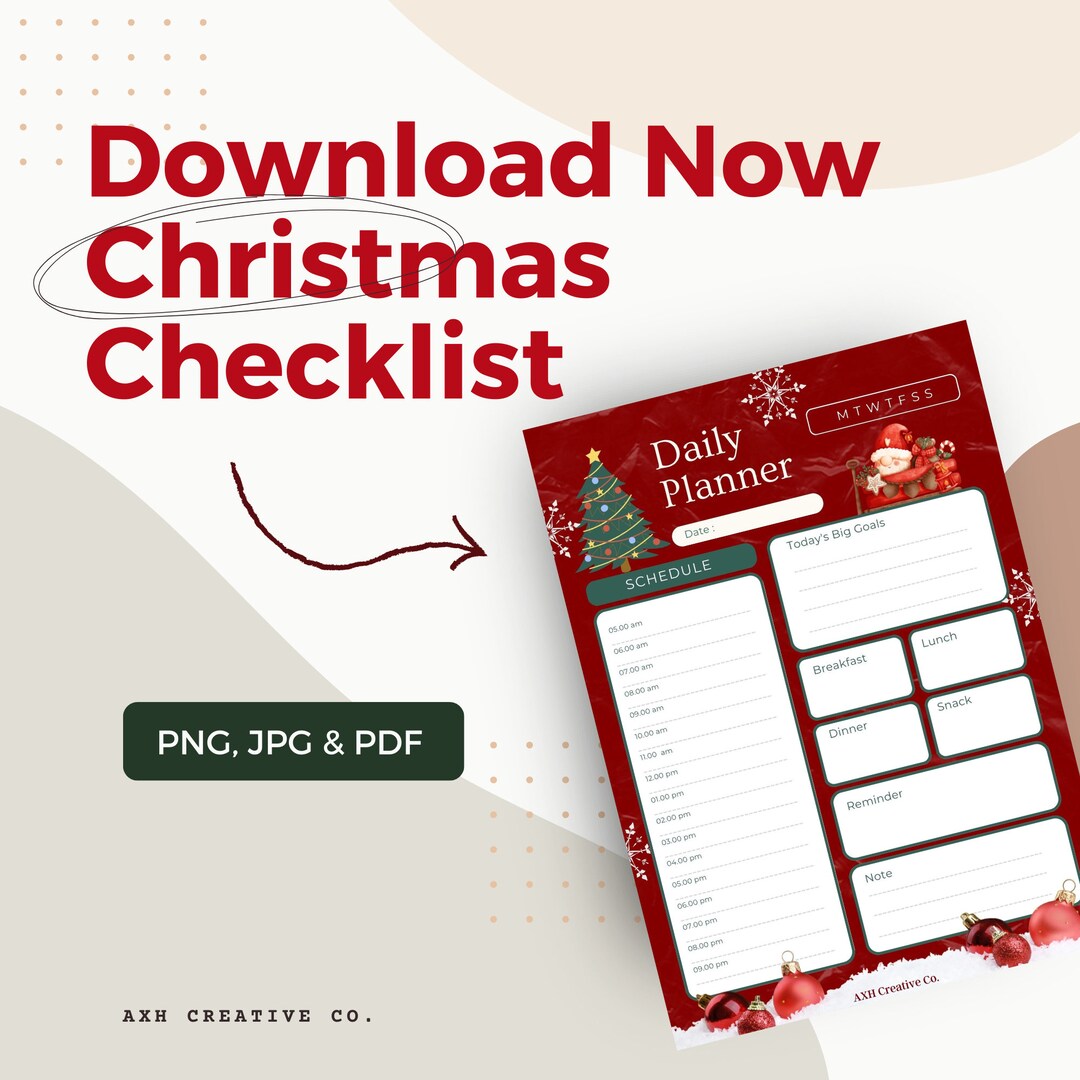 Christmas Checklist Planner Holiday Organizer Christmas to Do List