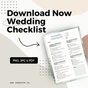 Wedding Planner Checklist for Bride and Groom-Wedding Organizer-Wedding to-do list-Wedding Checklist Template PDF-INSTANT DOWNLOAD-Checklist