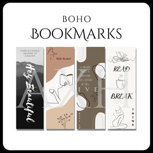 Boho And One Line Drawing Bookmarks-Books Accessories-Bookish Gifts-Boho Bookmarks-Printable Bookmarks-Instant Download | Books Accessories