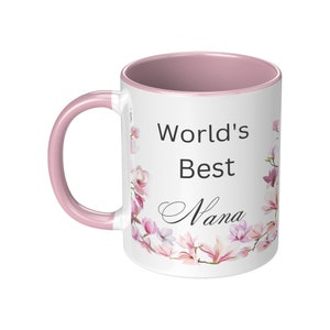 World&#39;s Best Nana Mug, Mother&#39;s Day Gifts, Birthday Mom Mugs, Gifts for Her, Grandmother Mugs, 11 oz Accent Pinknk