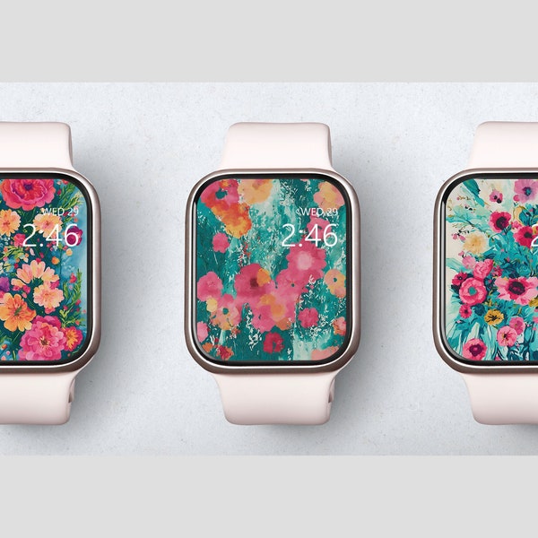 Boho Watercolor Art Watch Face Floral Smartwatch Background Custom Digital Watch Design Watch Wallpaper