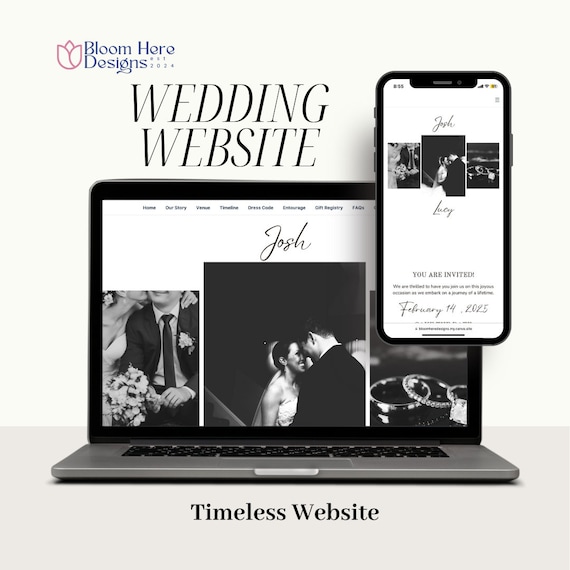 Modern Wedding Website RSVP Digital Invitation, Mobile Friendly Wedding Website, Canva Wedding Template, E-Invitation, Paperless Invitation,