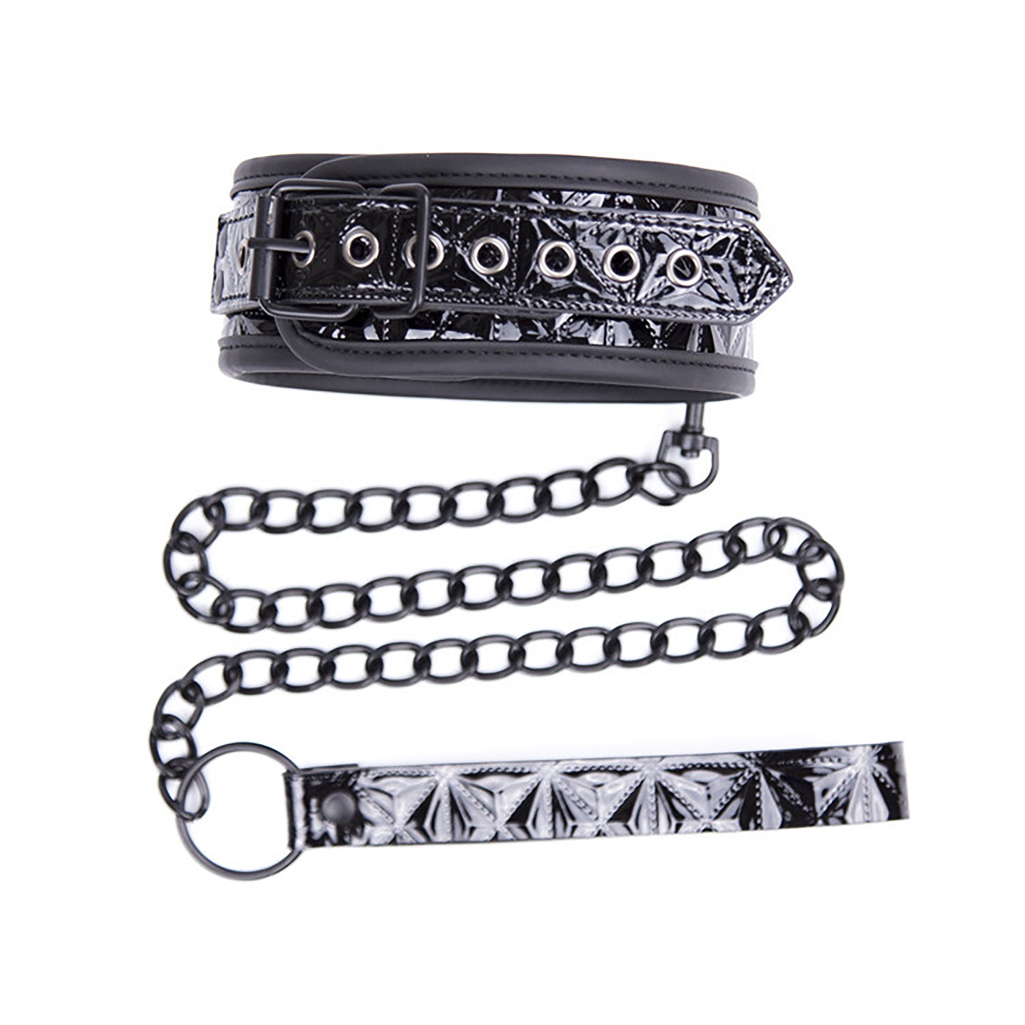 Leather Collar With Chaincollar and Leash Chain Set for Women