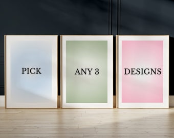 Choose your 3 prints, Aura or Angel Prints, Personalized Trendy Wall Art, Customized Printables Set Of 3