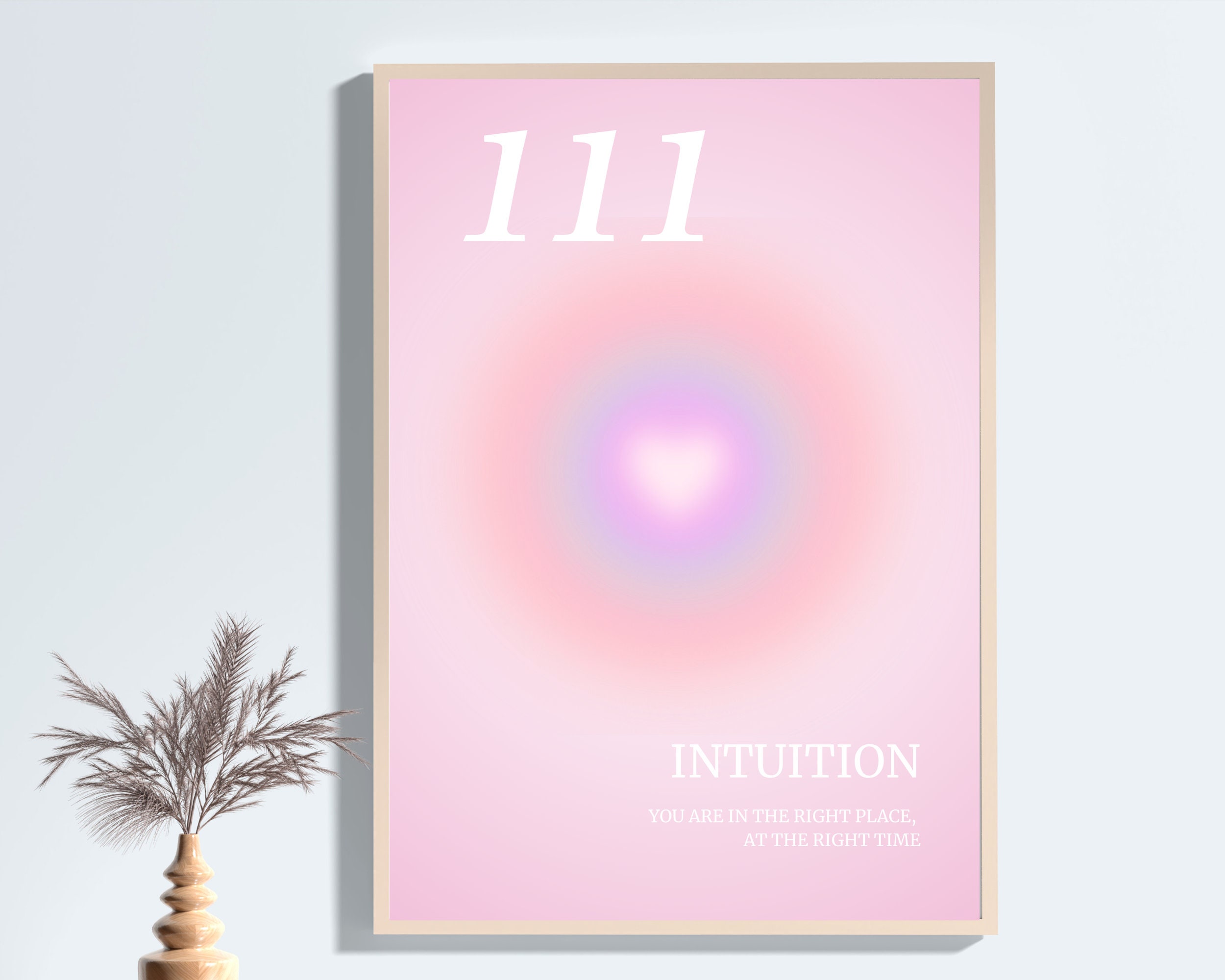 Pink Angel Number 111, Aura Poster Set, Affirmation Poster, Spiritual ...