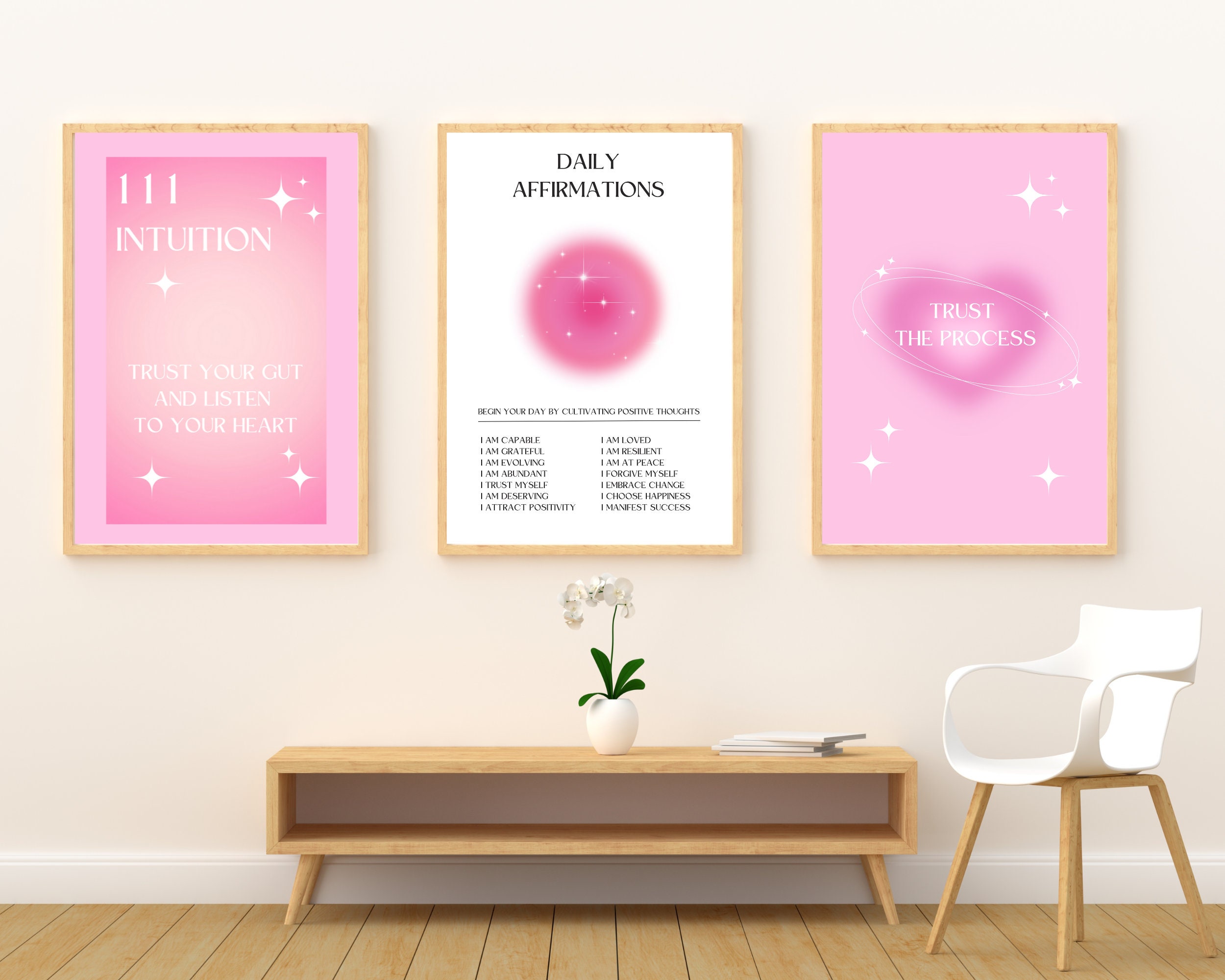 Set of 3 Positive Aura Poster Positive Affirmation Poster Gradient ...