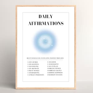 Blue Angel Aura Poster Set, Set of 3 Affirmation Poster, Spiritual Wall Art, Gradient Poster Set, Blue Self Love Posters, Angel Number 111 image 4