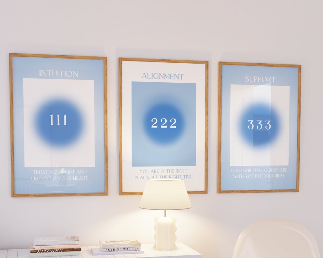 Blue Aura Poster, Angel Number 111, 222, 333, Set of 3 Affirmation ...