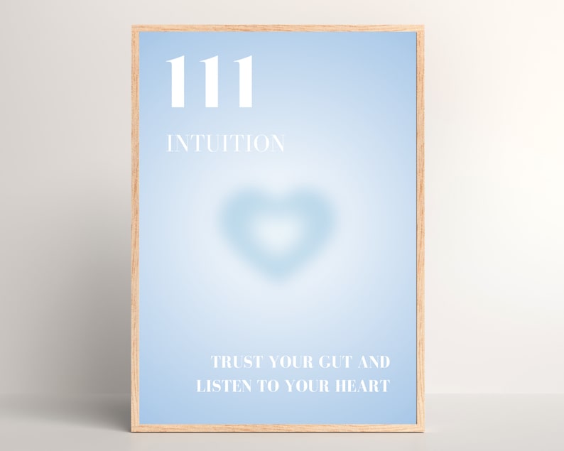 Blue Angel Aura Poster Set, Set of 3 Affirmation Poster, Spiritual Wall Art, Gradient Poster Set, Blue Self Love Posters, Angel Number 111 image 3