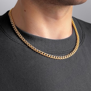 5mm Gold Cuban Chain Necklace for Men and Women – Classic Unisex Link Jewellery, Stainless Steel, Minimalist Everyday Waterproof Necklace