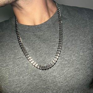 Long Silver Thick Cuban Curb Chain Necklace, 18”-24”, 9mm Thick, Waterproof And Hypoallergenic, Super Durable Tarnish Free, Miami Cuban Link