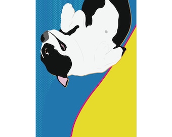 Boston Terrier Blue Pop Art Poster, Boston Terrier Art, Dog Art, Home Decor, Wall Art, Gifts, Dog Lover Art, Pop Art Inspired