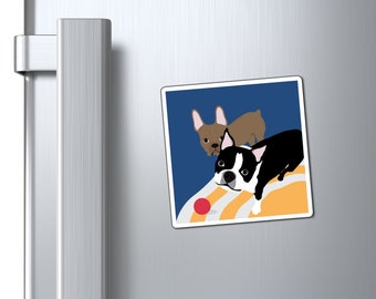 Boston Terrier & Frenchie Magnet, Boston Terrier Art, French Bulldog Art, Dog Art, Home Decor, Dog Lover Gift