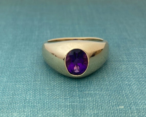 Large Amethyst Dome Ring in Solid Gold - image 1