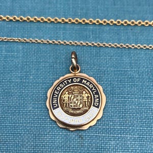 Vintage University of Maryland Charm Solid 10K Yellow Gold with Optional 18 Inch Chain
