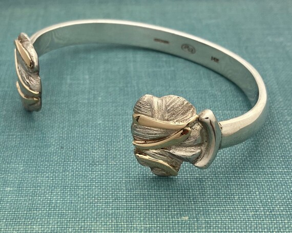 Designer Cuff Solid Sterling Silver Bracelet with… - image 4