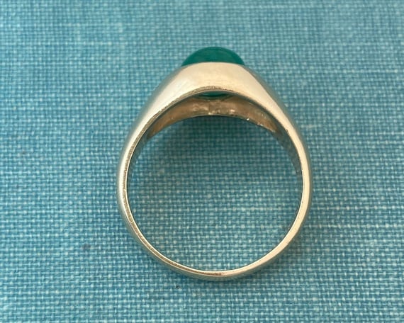 Natural Cabochon Emerald Yellow Solid Gold Signet… - image 4