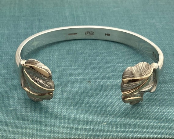 Designer Cuff Solid Sterling Silver Bracelet with… - image 3