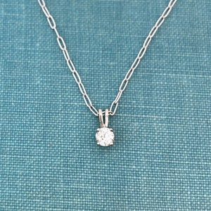 Diamond Drop Pendant in White Gold Vintage Old European Cut Diamond