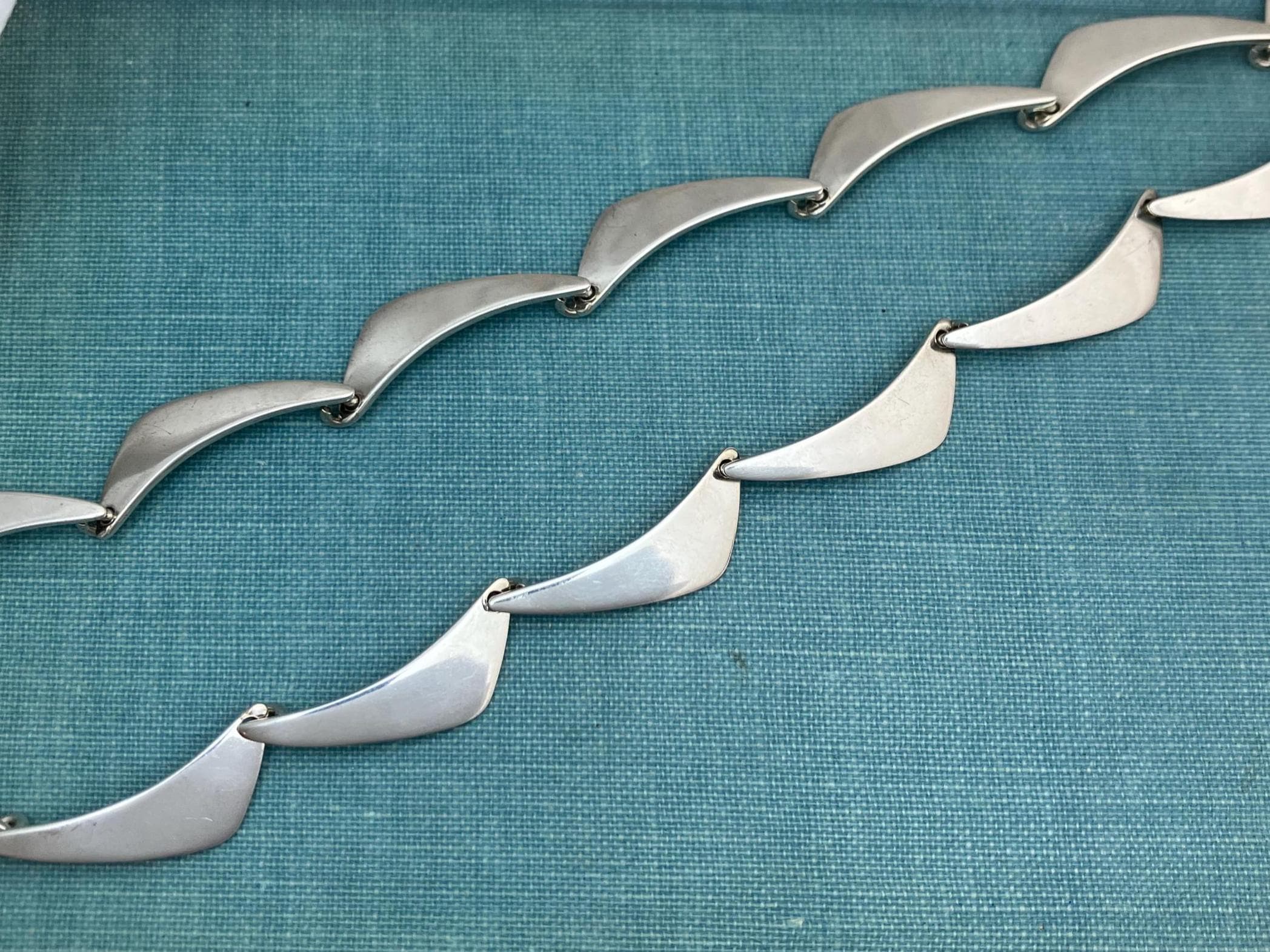 Vintage Sterling Silver Denmark Necklace Boomerang Style With Adjustable Length