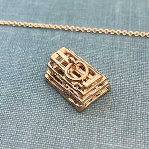 Vintage Lobster Trap Charm Solid 14K Yellow Gold With Optional 18 Inch Chain
