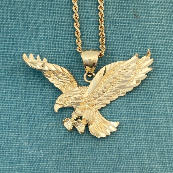 Gold Eagle Pendant Etsy