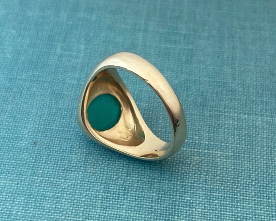 Natural Cabochon Emerald Yellow Solid Gold Signet… - image 3