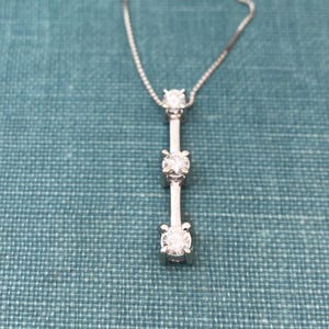 Vintage Trinity Diamond Pendant Three Stone Natural Diamond Three Stone Necklace with Chain