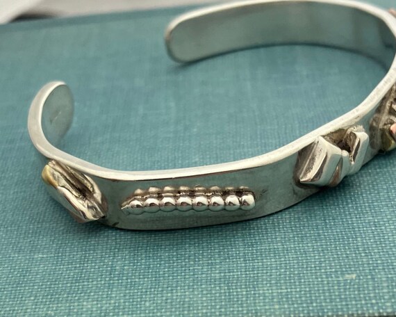 Designer Solid Sterling Silver Link Bracelet with… - image 4