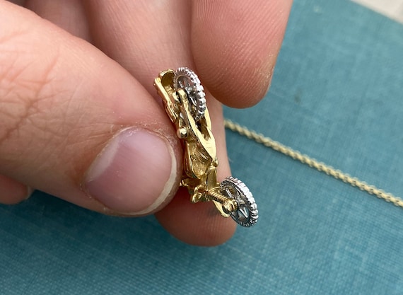 Two Tone Solid Gold Movable Motorcycle Charm/Pend… - image 4