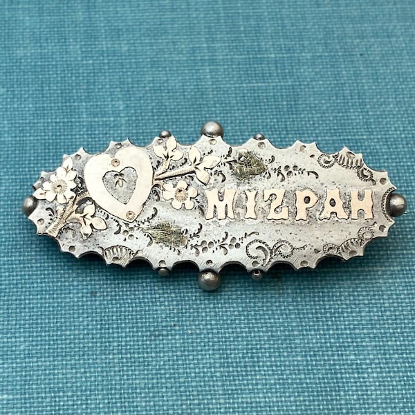 Broche victorienne en argent sterling Mizpah