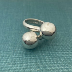 Sterling Silver Double Ball Statement Ring