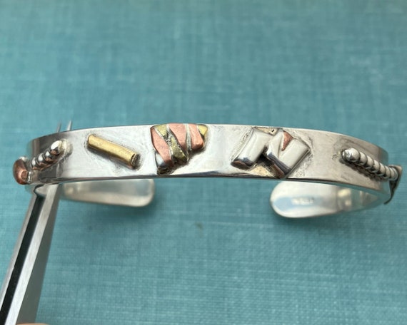 Designer Solid Sterling Silver Link Bracelet with… - image 1