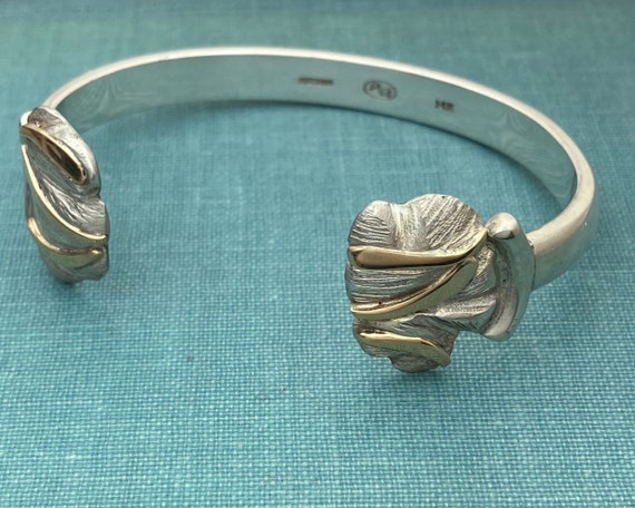 Designer Cuff Solid Sterling Silver Bracelet with… - image 2