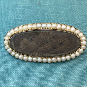 Victorian Morning Brooch with Seed Pearls and Hair