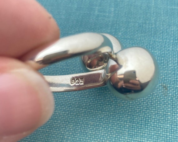 Sterling Silver Double Ball Statement Ring - image 3