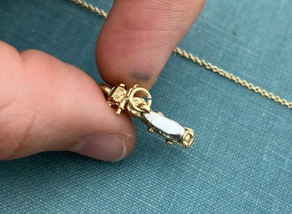 Two Tone Solid Gold Movable Motorcycle Charm/Pend… - image 5
